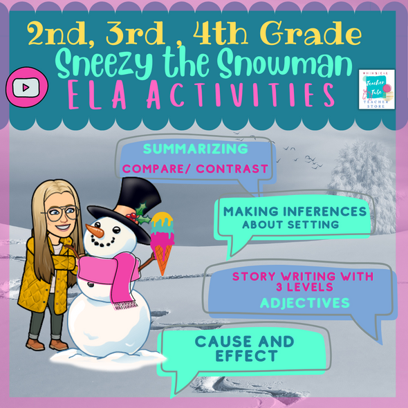 2nd, 3rd, 4th Grade Snowy the Snowman ELA Activities