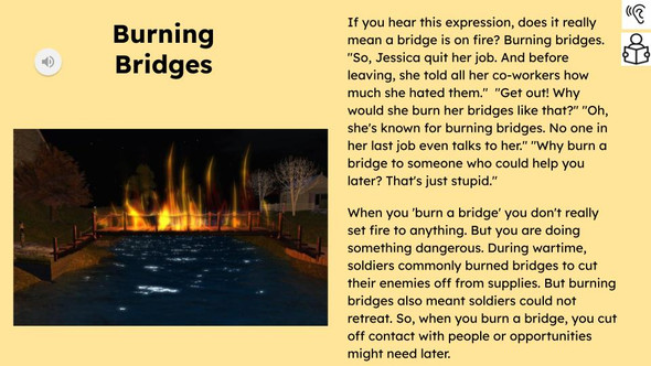 Burning Bridges Figurative Language Reading Passage and Activities