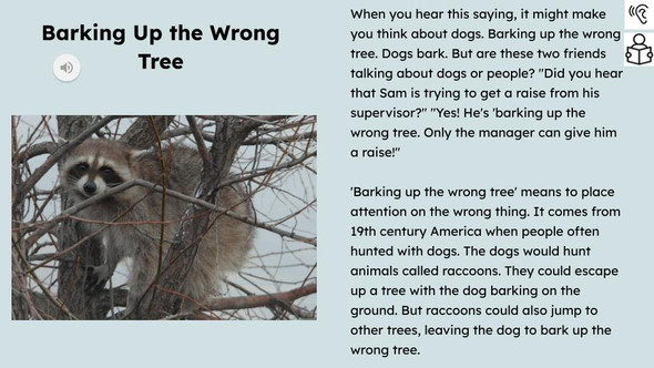 Barking Up the Wrong Tree Figurative Language Reading Passage and Activities