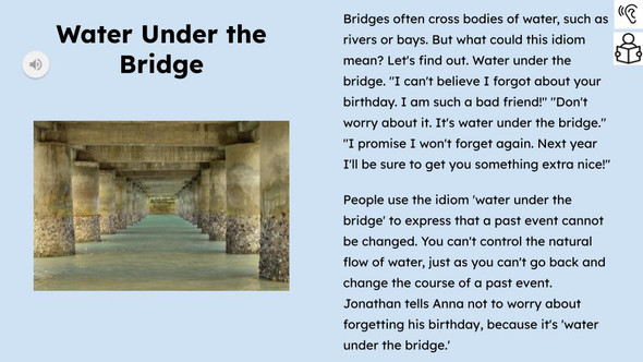 Water Under the Bridge Figurative Language Reading Passage and Activities