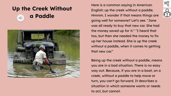 Up the Creek Without a Paddle Figurative Language Reading Passage and Activities