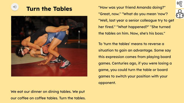 Turn the Tables Figurative Language Reading Passage and Activities