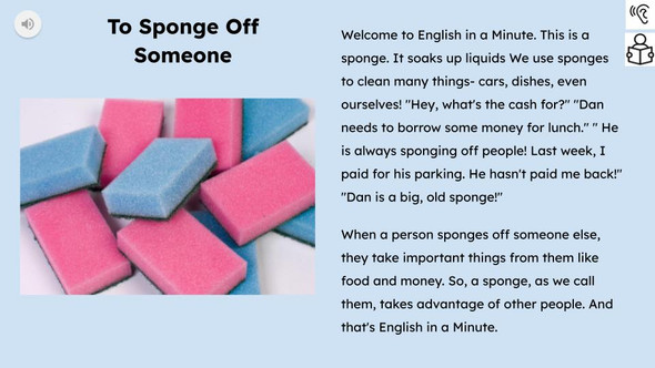 To Sponge Off Someone Figurative Language Reading Passage and Activities