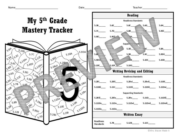 5th Grade Reading Data Tracker (STAAR, TEKS)