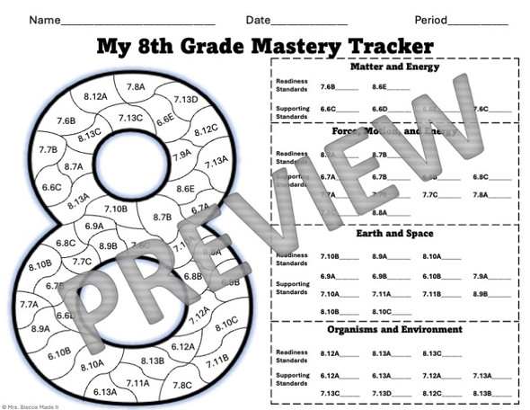 8th Grade Science Data Tracker Updated with new TEKS (STAAR, TEKS)
