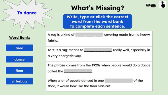 Cut A Rug Figurative Language Reading Passage and Activities