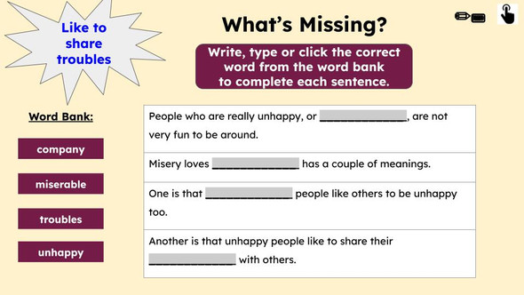 Misery Love Company Figurative Language Reading Passage and Activities