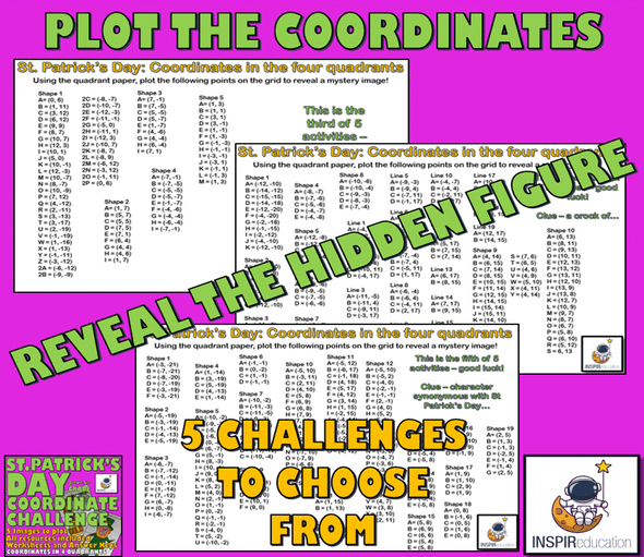 St Patrick's Day Coordinate Challenge: 5 Challenges, 4 Coordinates, Answer Key