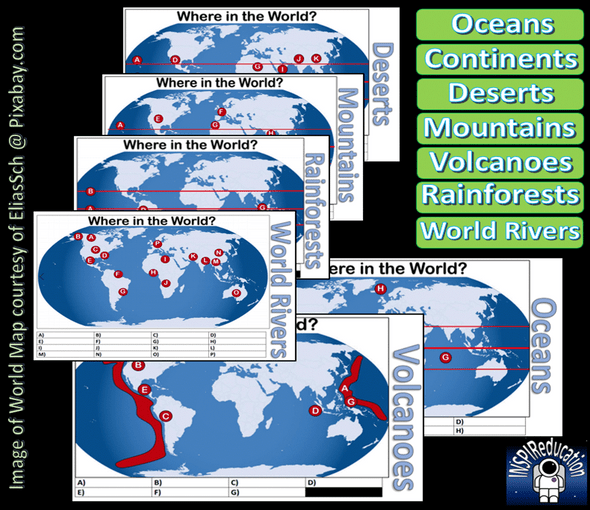 World Geography Knowledge: MAPPING - Position, Global location, Print and Go