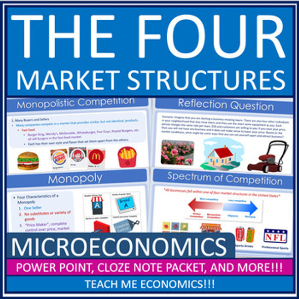 Four Market Structures PowerPoint, Tests, Webquest, Worksheet, Google Economics