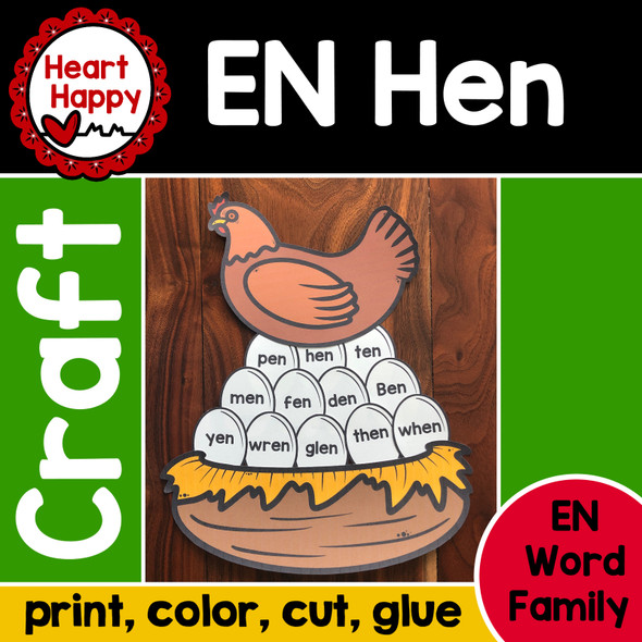 EN Word Family Craft | EN Hen | Short E Craft