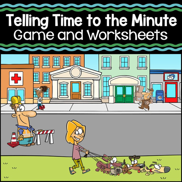 Telling Time to the Nearest Minute Game and Worksheets