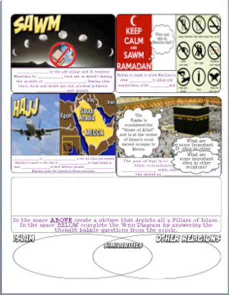 5 Pillars of Islam Notes, PowerPoint, Puzzle, and Quiz