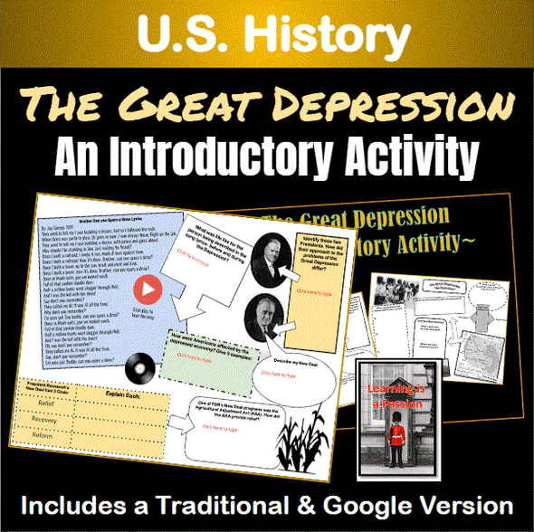 U.S. History | 1930's | Great Depression | An Introductory Activity