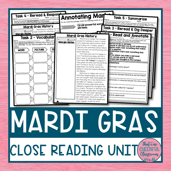 Mardi Gras Close Reading Passage Unit