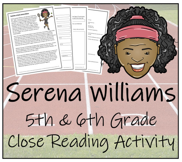 Serena Williams Close Reading Activity | 5th Grade & 6th Grade