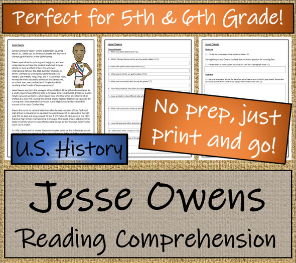 Jesse Owens Close Reading Activity | 5th Grade & 6th Grade