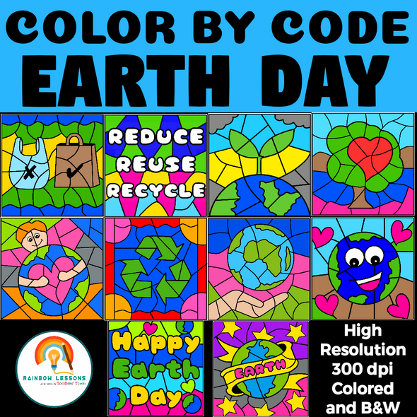 Earth Day Color By Code Clipart | Earth Day Coloring | Earth Day Clipart