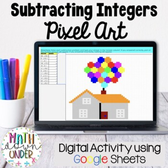 Subtracting Integers Digital Pixel Art Google Sheets
