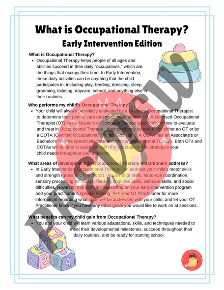 What is Occupational Therapy Parent Handout Early Intervention Edition | OT Caregiver Education