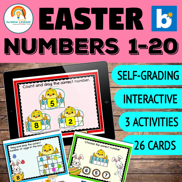 Easter Math Boom Cards | Easter Math Games | Easter Egg Math | Numbers 1-20