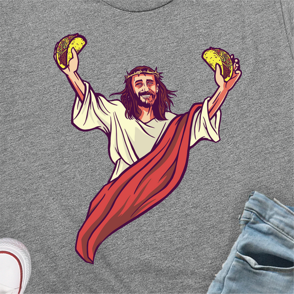 "Jesus with Tacos" Crew Neck T-shirt