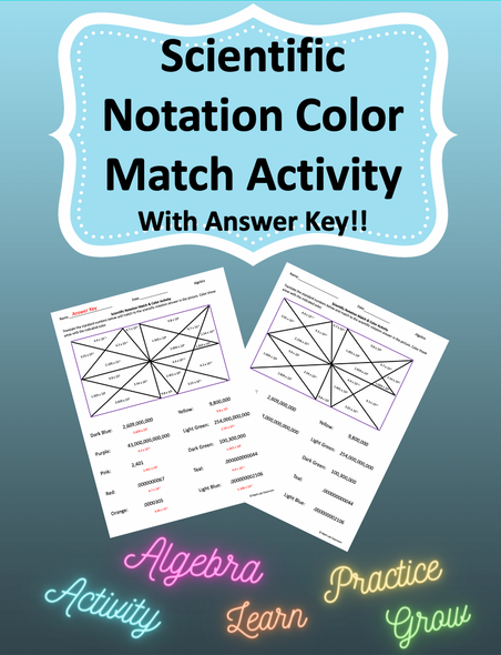 Scientific Notation Color Match activity