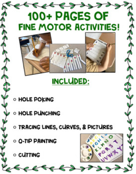 Spring & Summer Fine Motor Trace, Cut, Hole Poke, Hole Punch, Paint