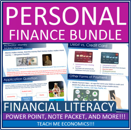 Personal Finance Saving Investing Credit Cards Powerpoint Cloze Notes Economics