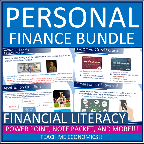 Personal Finance Powerpoint Bundle, Savings, Investing, Credit Cards, Economics