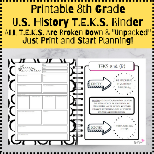 TEKS Resource Bundle 8th Grade U.S. History