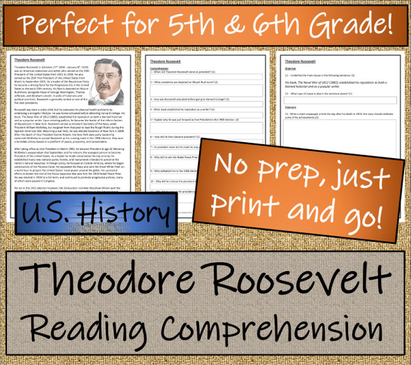 Theodore Roosevelt Close Reading Activity | 5th Grade & 6th Grade