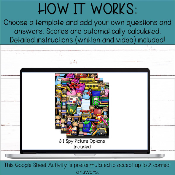 Template for Google Sheets - 12 Question - I Spy Digital Activity Template for Google Sheets - 12 Question - I Spy Digital Activity