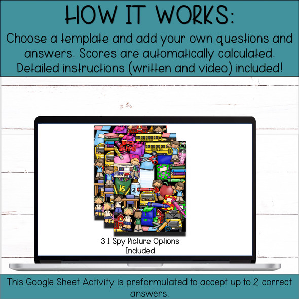 Template for Google Sheets - 12 Question - I Spy Digital Activity