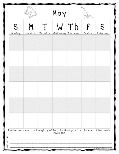 Monthly Calendars (black and white)