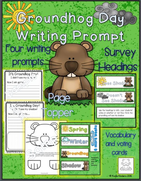 Groundhog Day Writing Prompt, Survey, and Page Topper