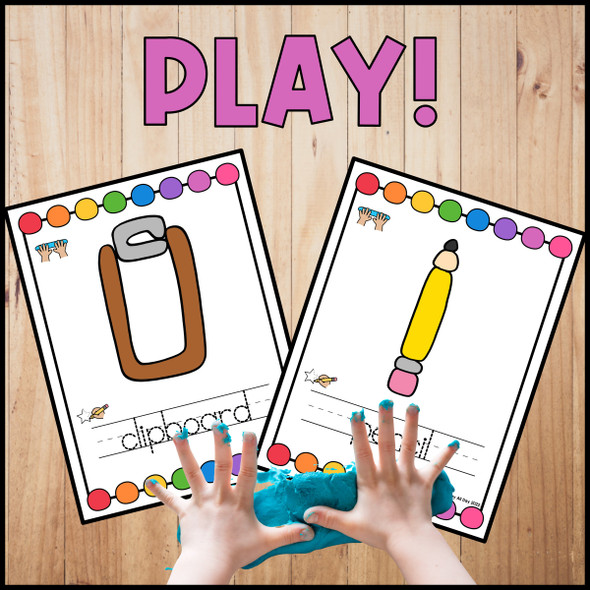 Back to School Play Dough Mats | School Supplies Activities for Fine Motor