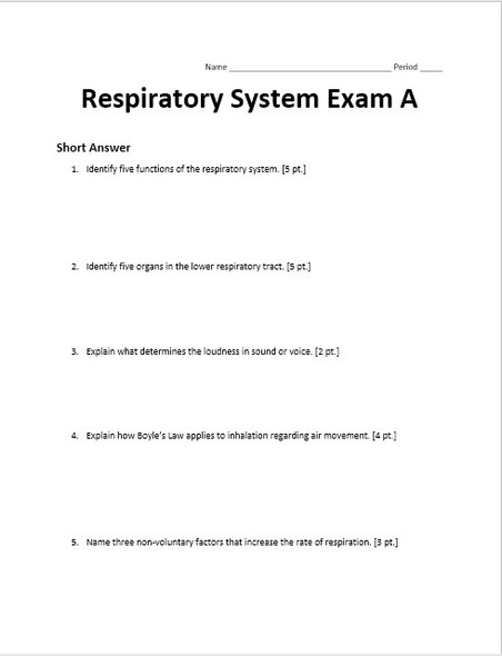 Respiratory System Exam Set A and B