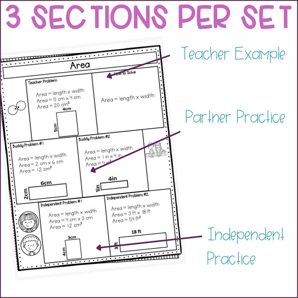 4th Grade Measurement Conversions, Area and Perimeter Math Notes