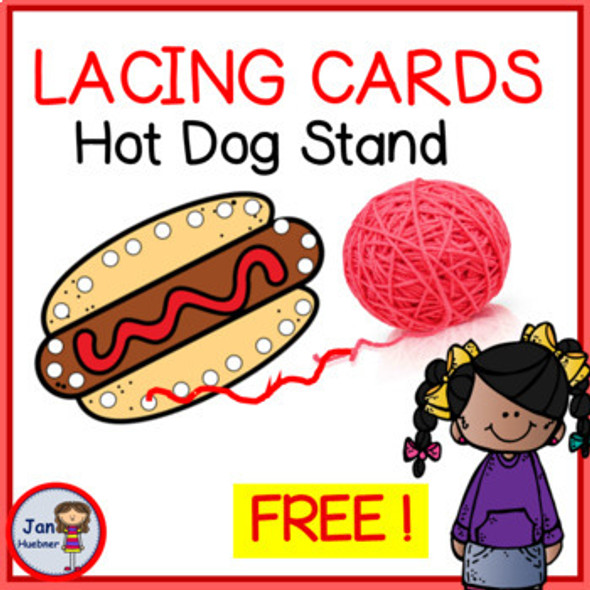 Fine Motor Activites LACING CARDS Hot Dog Stand FREE!