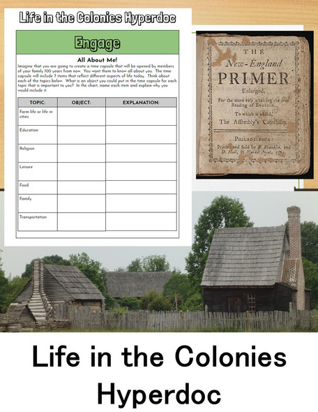 Colonial America Hyperdoc: Life in the Colonies Webquest