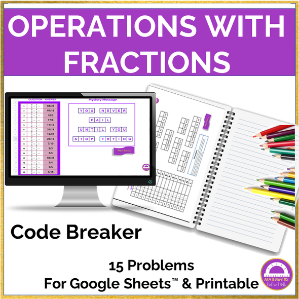 Operations with Fractions Activity | Add Subtract Multiply Divide Code Breaker