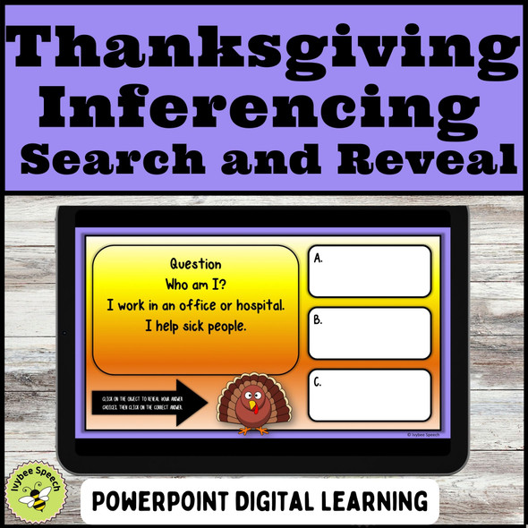 Thanksgiving Inferencing Activity Search and Reveal PowerPoint Game