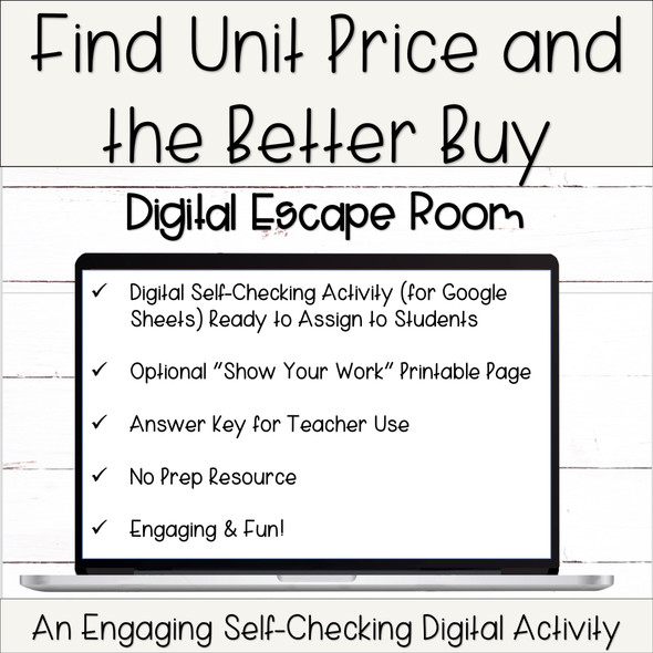 Unit Price and the Better Buy Digital Self-Checking Escape Room Activity