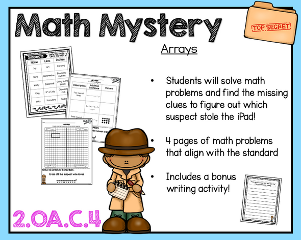 2.OA.4 2nd Grade Math Mystery Arrays 2.OA.C.4