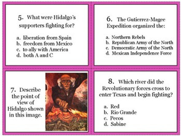 Mexican War of Independence Task Cards