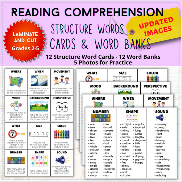 Structure Words Cards/Work Banks: Visualize/Verbalize for Reading Comprehension