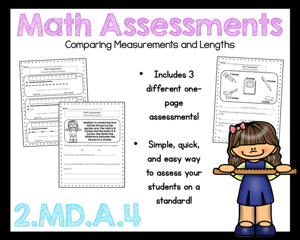 2.MD.A.4 Comparing Measurements Lengths Assessment 2nd Grade 2.MD.4