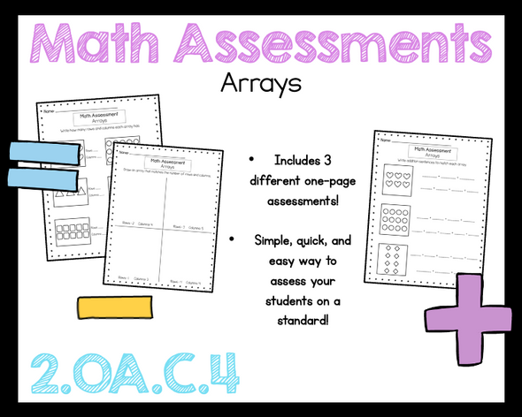 2nd Grade Math Assessment Arrays 2.OA.C.4