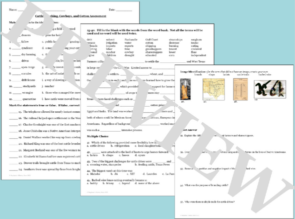 Texas Cattle Ranching, Cowboys, and Cotton Test